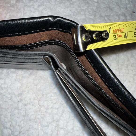 New Mens Black Elegance Leather Bifold Wallet ID Window Card Photo Cash Holder - Picture 12 of 13